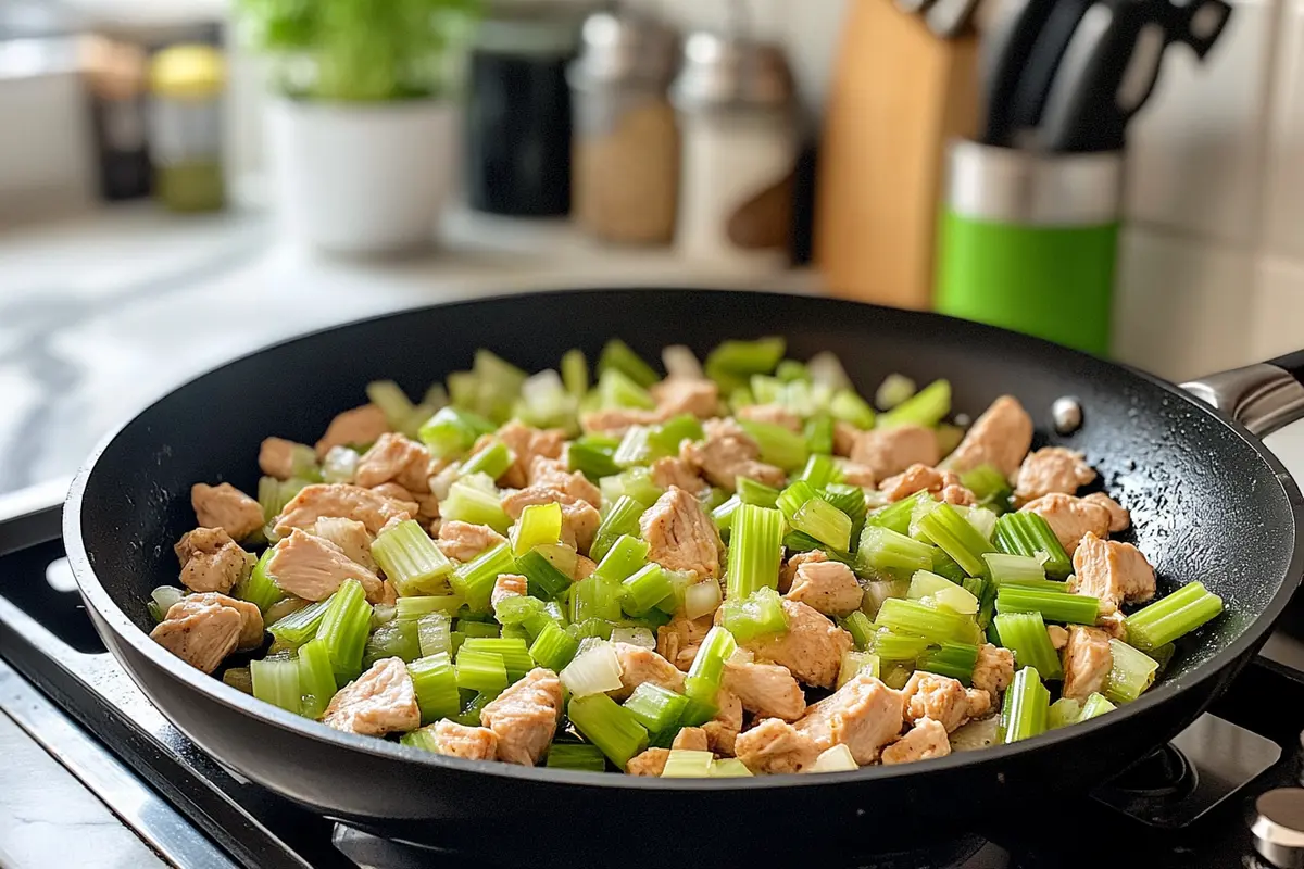 Sautéing vegetables for Chicken Dressing
