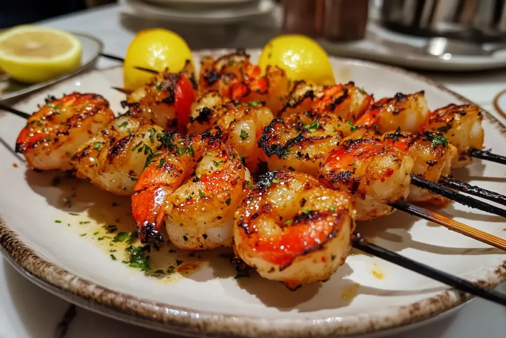 Grilled Shrimp on Skewers with Lemon and Herbs