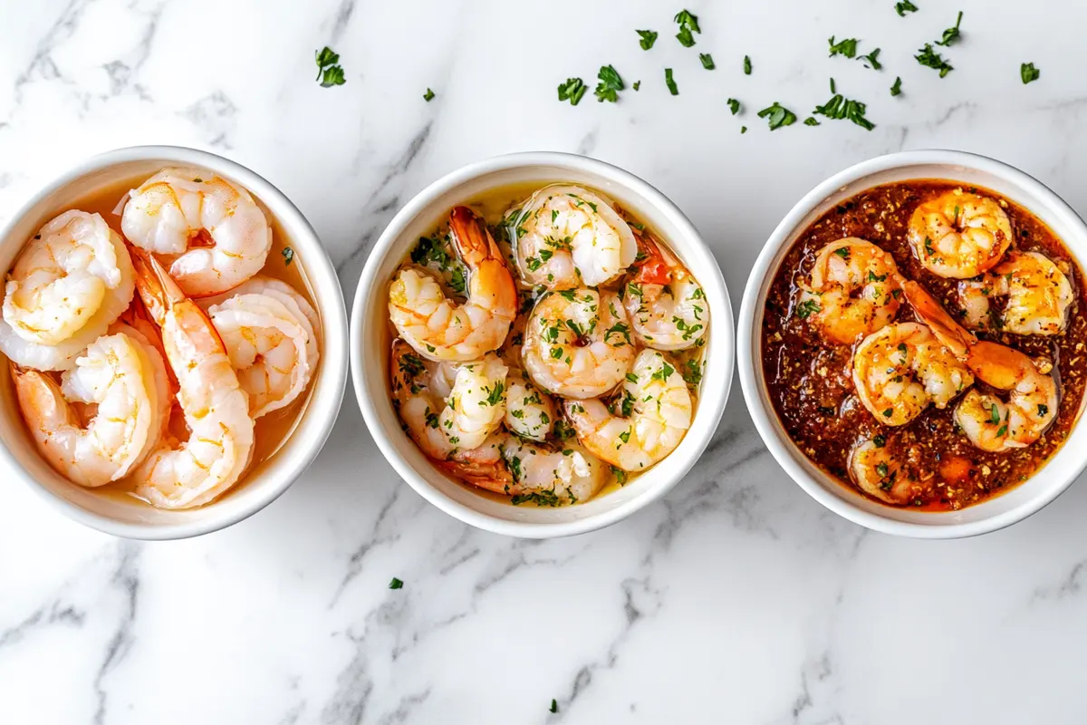 Three different shrimp marinade options