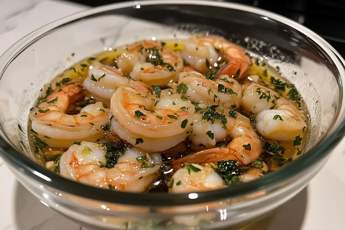  Shrimp Marinating in Garlic Herb Marinade
