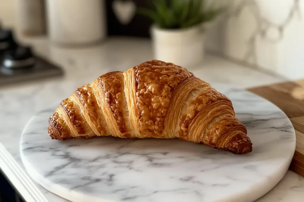 Freshly baked Swiss Gipfel on a white marble countertop.